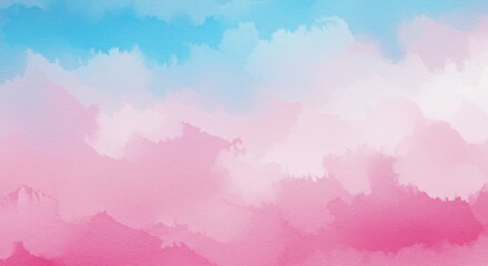 Poster - Pastel Sky Watercolor Background - Soft, dreamy watercolor background in shades of pink and blue, ideal for various design projects