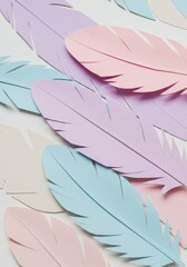 Poster - Pastel Paper Feathers 2025-05-17 - Delicate pastel paper feathers arranged artfully, symbolizing lightness, elegance, creativity, serenity, and spring