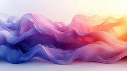 Poster - Colorful abstract waves in gradient shades of pink, purple and yellow hues