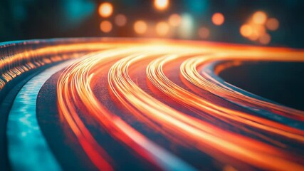 Poster - Long exposure of vibrant light trails in a city at night, abstract motion concept