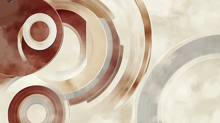 Poster - An artistic depiction of geometric shapes in warm and earthy tones, skillfully creating a unique abstract design
