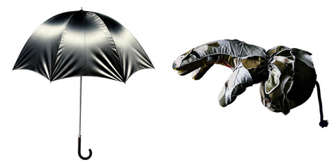 Wall Mural - PNG Two Collaged Umbrellas Float on a Transparent Background