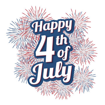4th of July Greeting Card with a stylish font. Vector illustration

