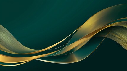 Poster - Stunning abstract waves that blend beautiful teal and luxurious gold hues together for an exquisite look