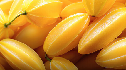 Poster - Fresh star fruit yellow tropical juicy ripe closeup healthy vibrant natural delicious