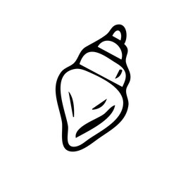 Poster - Simple Line Art Shell Conch Seashell Mollusk Nature Icon Illustration
