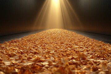 Poster - Golden pathway, illuminated by a central light source.