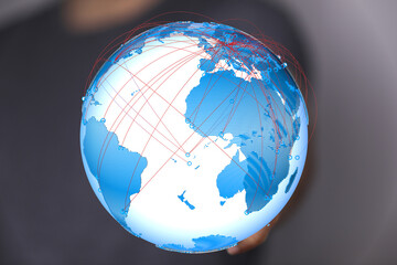 Aufkleber - High-quality stock photo of a glowing digital world map showcasing global connections and networks.