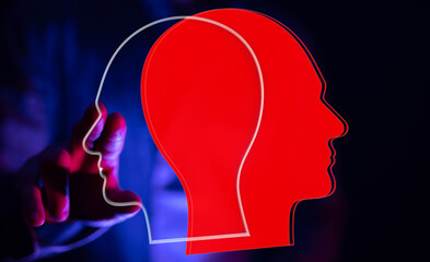 Poster - Abstract image depicting two intertwining heads, symbolizing duality, perspective, and collaboration.