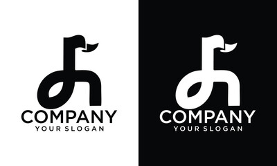Poster - Creative letter DH with flag logo design vector
