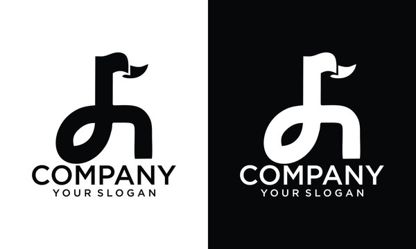 Creative letter DH with flag logo design vector