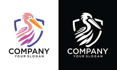 Poster - Creative pelican with shield logo