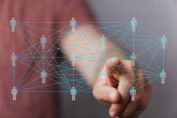 Poster - Abstract image of a digital network connecting people.  Perfect for technology, communication, and teamwork concepts.