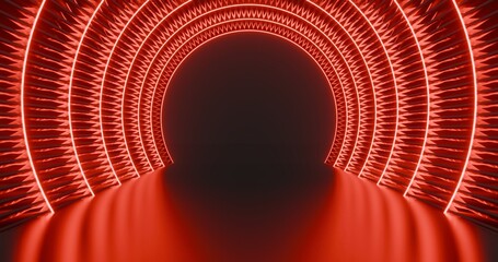 Poster - Futuristic architecture background neon arch tunnel 3d render