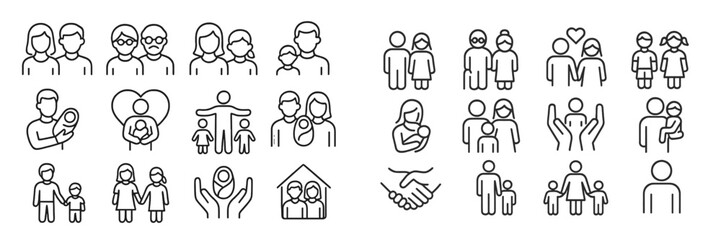 Poster - Diverse family and community icons representing love, togetherness, and support for different relationships and activities