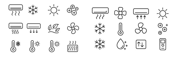 Poster - Icons depicting heating, cooling, and climate control systems showcasing various concepts related to temperature management and air circulation