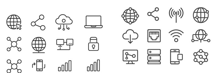 Fototapete - Symbols representing digital connectivity and network technology in a seamless design layout