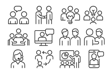 Aufkleber - Creative representation of business communication and teamwork concepts in minimalistic style