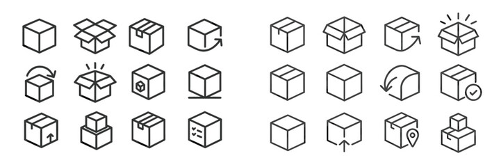 Poster - Collection of simple line icons representing different packaging and shipping concepts for design use