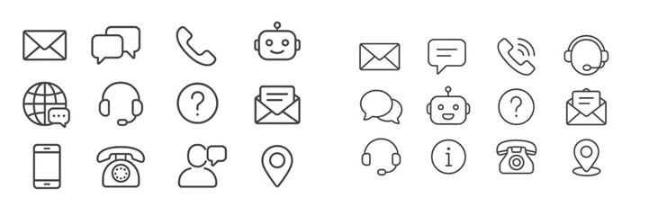 Fototapete - Communication icons representing various tools and methods for digital interaction and customer support practices