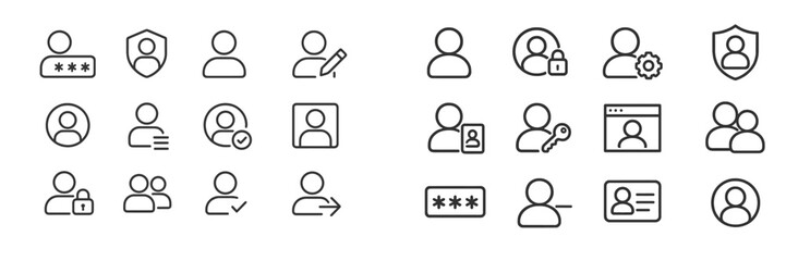 Fototapete - Collection of minimalist icons representing user profiles, security, and data management for digital platforms