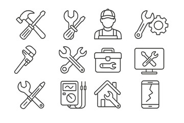Poster - Collection of tools and home repair icons representing maintenance and handyman services