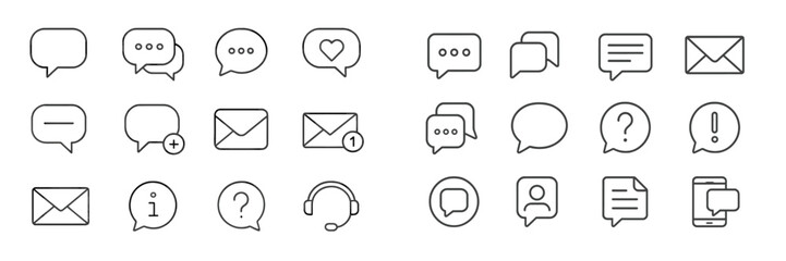 Aufkleber - Communication icons representing various messaging formats and interactions commonly used in digital platforms