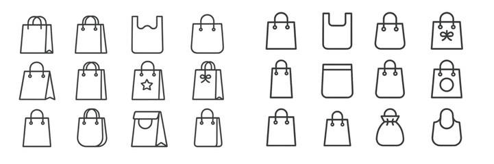 Poster - Collection of various shopping bag designs displayed in a minimalist style showcasing creativity in retail packaging