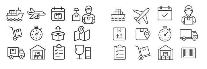 Poster - Logistics icons representing shipping, delivery, and inventory management in a modern distribution system