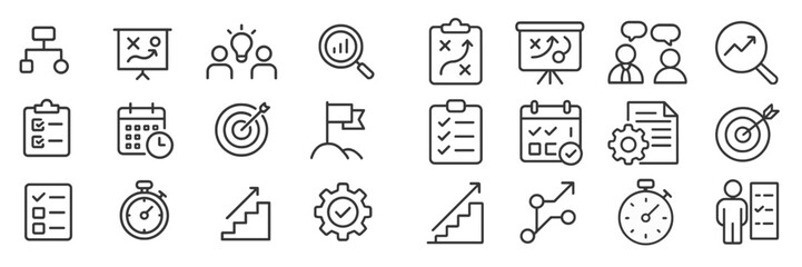Poster - Icon collection representing business strategy, planning, and teamwork in a professional setting