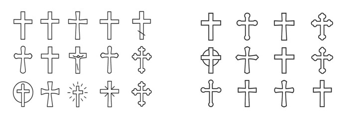 Aufkleber - Collection of various cross designs used for religious and artistic expression in graphic design projects