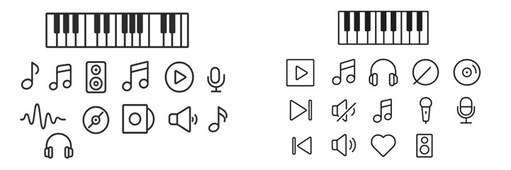 Aufkleber - Musical symbols and instruments graphic design showcasing various elements of sound and music creation
