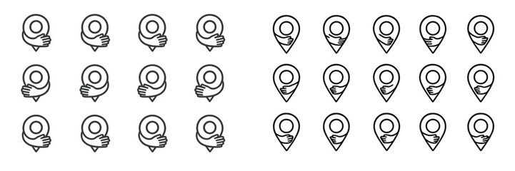 Leinwandbilder - Various location pins with hand graphics displayed in a minimalist style, suitable for mapping and navigation concepts