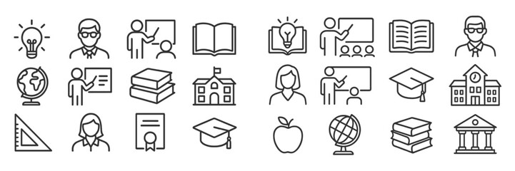 Aufkleber - Education symbols representing learning, teaching, and knowledge sharing in various forms and subjects