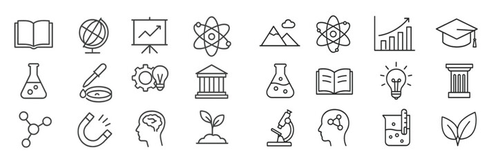 Fototapete - Educational symbols representing science, growth, and knowledge in a minimalistic design featuring various icons