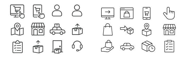 Poster - Icons representing e-commerce activities and logistics processes for online shopping transactions