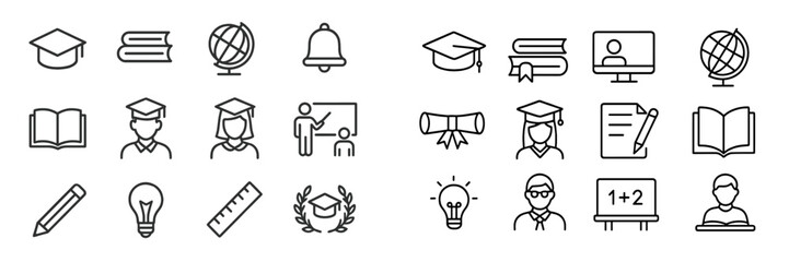 Poster - Icons representing various aspects of education, learning, and academic achievement for digital applications and resources