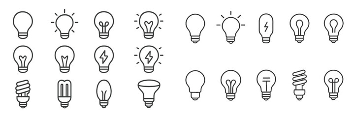 Leinwandbilder - Various light bulb designs and types displayed in a grid format for comparison and inspiration in product development