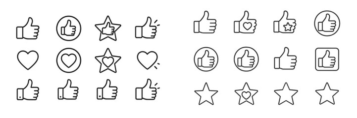 Aufkleber - Various hand symbols expressing approval and affection on a simple white background in a modern design