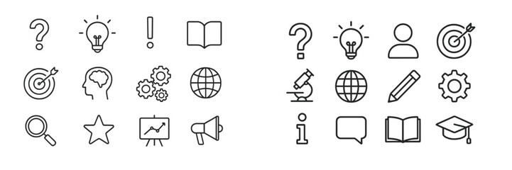 Poster - Icons representing various concepts including inquiry, learning, creativity, and analysis in a modern design style