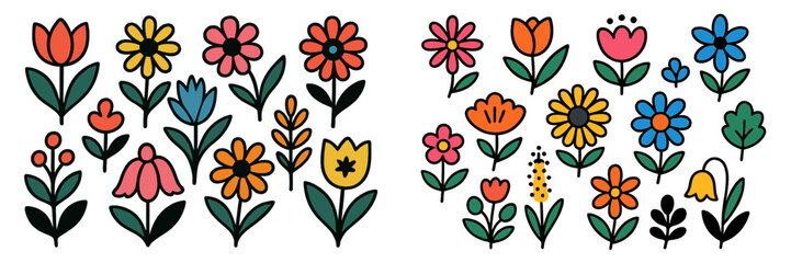 Poster - Colorful floral patterns featuring various flowers and plants in a vibrant design for decoration