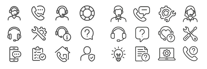 Leinwandbilder - Support service icons representing various communication and assistance methods for customers seeking help