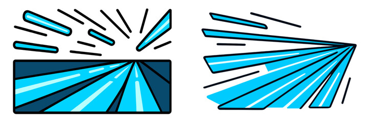 Aufkleber - Dynamic blue lines and shapes create an energetic visual effect in a modern design context
