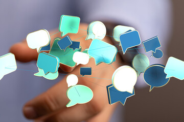 Aufkleber - Abstract image of interconnected speech bubbles, symbolizing global communication and networking.