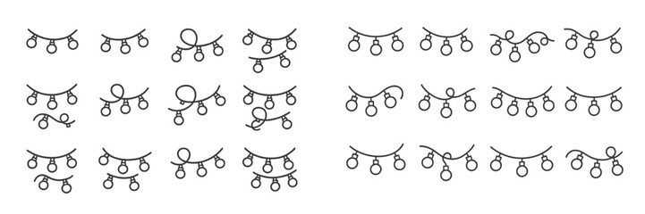 Aufkleber - Variety of decorative string lights illustrated on a clean background for festive occasions and celebrations