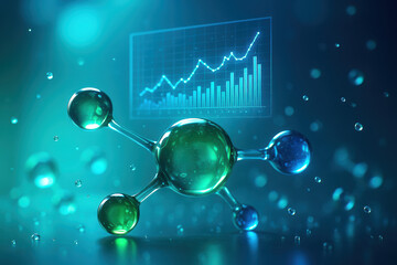 Poster - The visualization illustrates growth and innovation through interconnected molecular structures symbolizing progress in data analysis and scientific research