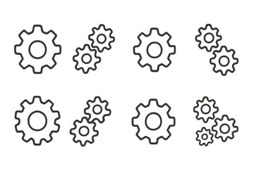 Poster - Various gear icons designed in a simple and minimalist style suitable for technical or engineering themes