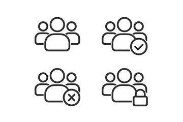 Fototapete - Illustration of user group management symbols representing selection, confirmation, and restriction processes