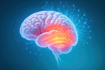 Poster - Intricate structures the left brain hemisphere and its neural connectivity symbolizing analytical thinking and cognitive function vital for business innovation