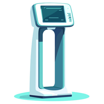 Isolated White and Blue Modern Electronic Machine with Screen Pixel Art Illustration on White Background